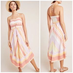 Anthropologie Savanah Rainbow Halter Dress